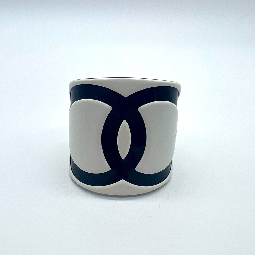 Chanel Black And White Resin Cuff Bracelet